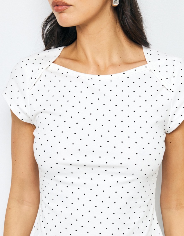 AERE - Cap Sleeve Polka Dot