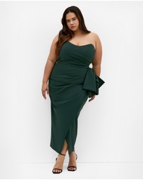 City Chic - Plus size Camellia Strapless Midi Dress - forest