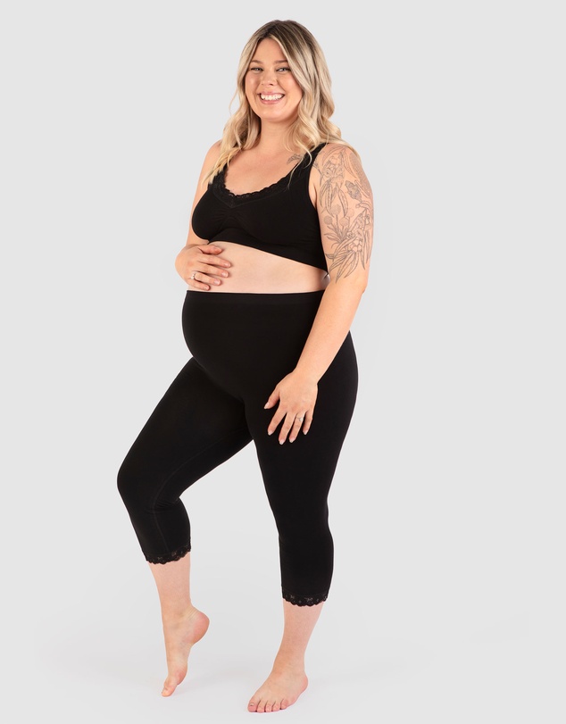 B Free Intimate Apparel - Maternity Anti Chafing High Rise 3/4 Cotton Rich Leggings