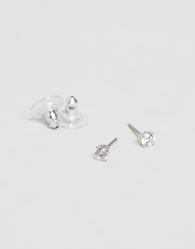 Swarovski - Stilla Attract stud earrings, Round cut, White, Rhodium plated