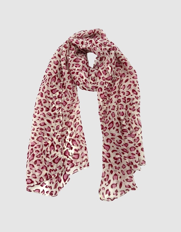 Jacaru - Jacaru 167955 Pink Leopard Chiffon Scarf