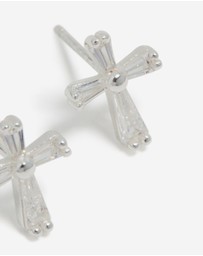 Lovisa - Sterling Silver Cubic Zirconia Cross Stud Earrings