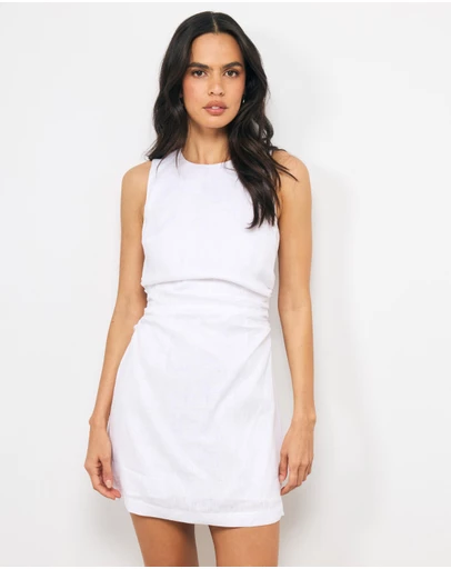 AERE - Salo Ruched Linen Mini Dress