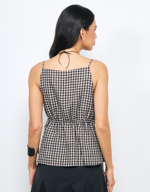 AERE - Florence Gingham Linen Top