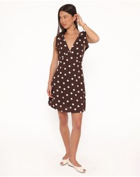 Petal & Pup - Giada Mini Dress - Brown Polka Dot