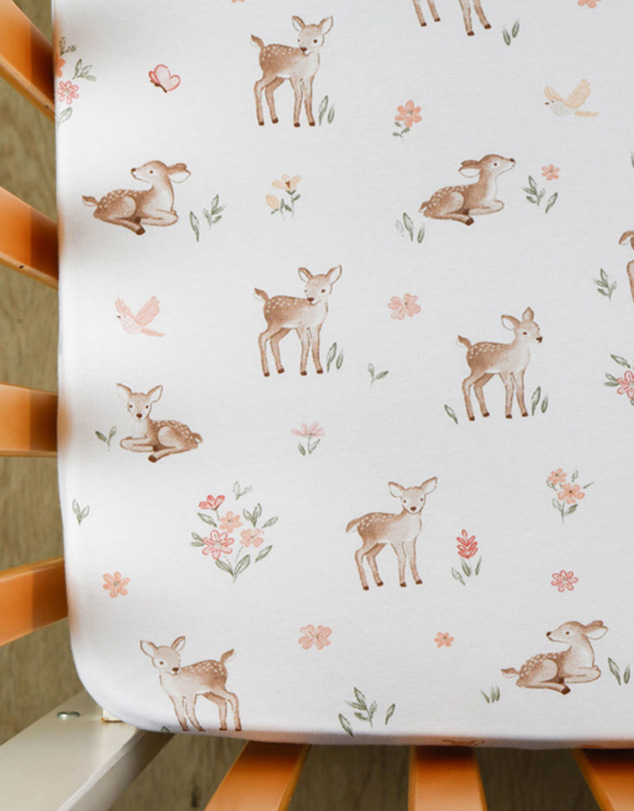 Living Textiles - 2 Pack Organic Cot Fitted Sheet - Fawn Fables