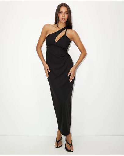 Dazie - Violet One Shoulder Cut Out Midi Dress