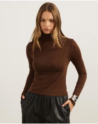 Atmos&Here - Wool Blend Roll Neck Long Sleeve Top