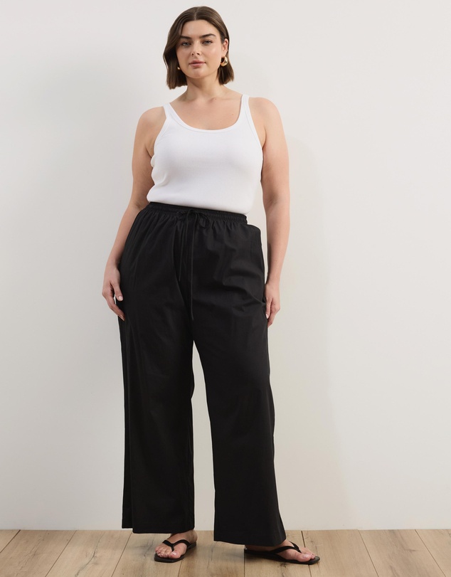 Atmos&Here Curvy - Elis Cotton Pants With Drawstring Detail At Waist