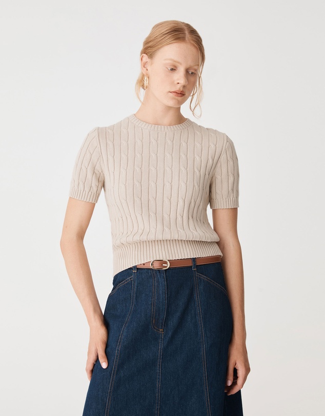 Forcast - Anita Short Sleeve Cable Knit