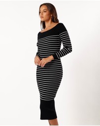 Petal & Pup - Baxtor Off the Shoulder Midi Dress - White/Black