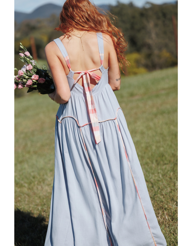 Petal & Pup - Kyla Maxi Dress - Light Blue Linen