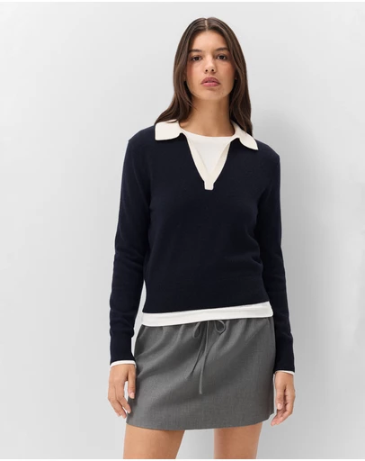 UNISON - Sporty Collared Wool Knit