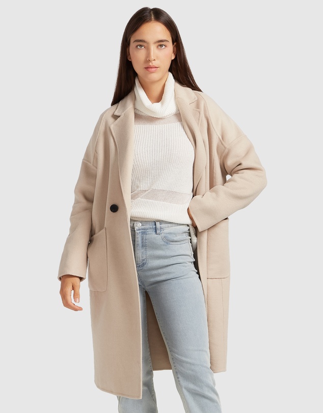 Belle & Bloom - Publisher Double-Breasted Wool Blend Coat