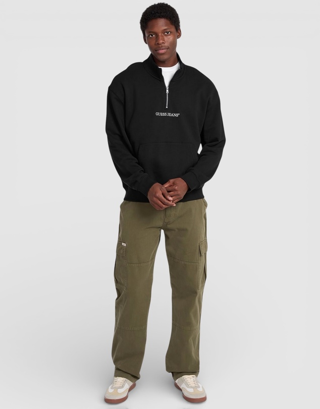 GUESS - GUESS JEANS Half Zip Regular Embroidered Sweatshirt