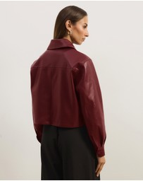 Atmos&Here - Annalise Leather Look Cropped Shacket