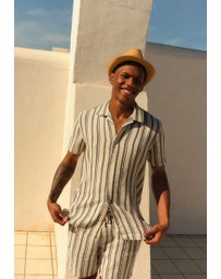 NEXT - Textured Stripe Short Sleeve Shirt