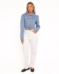 Petal & Pup - Faven Cropped Denim Jacket - Mid Blue