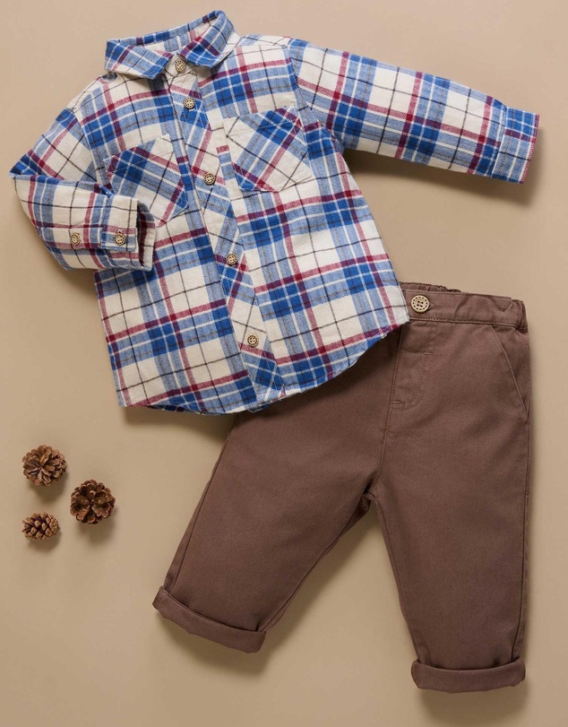 Purebaby - Check Shirt -Kids-Babies