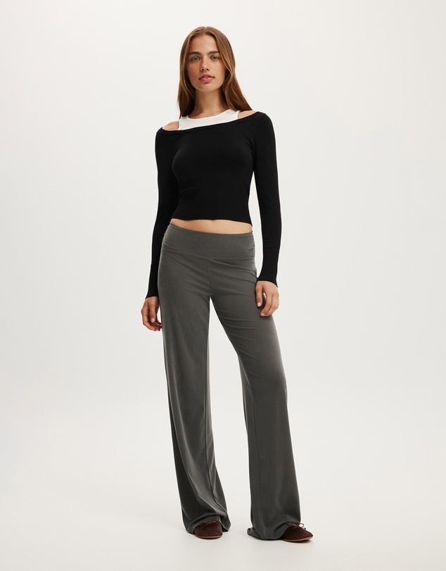 Cotton On - Long Sleeve Boatneck Layered Knit