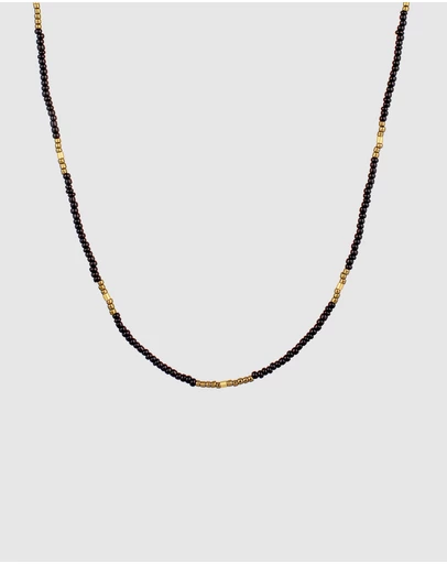 Kuzzoi - ICONIC EXCLUSIVE - Glass Bead Necklace in Gold-Plated 925 Silver