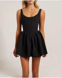 Heiress Beverly Hills - Corset Flared A-Line Crepe Mini Dress