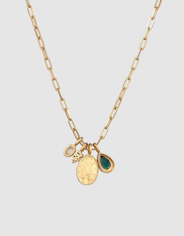 Elli Jewelry - Necklace Drop Green Quartz and Zirconia 925 Sterling Silver Gold-plated