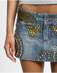 Jaded London - Studded Denim Mini Skirt