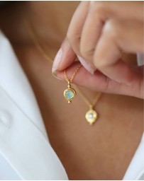 Ottoman Hands - March Birthstone Pendant Necklace