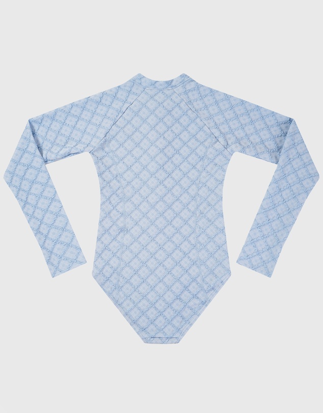 Aqua Blu Kids - Stepping Stones Blue Long Sleeve One Piece - Teens