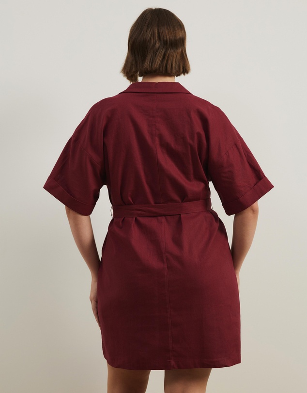 Atmos&Here Curvy - Britt Linen Blend Belted Mini Dress