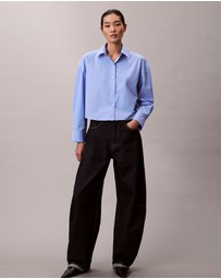 Calvin Klein - Poplin Relaxed Cropped Button-Down Shirt