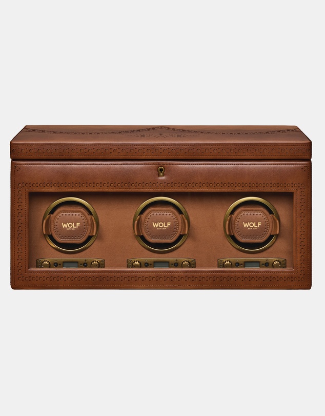 Wolf - WOLF Brogue Triple Watch Winder With Storage