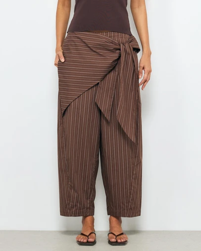AERE - Stripe Cotton Front Tie Pants
