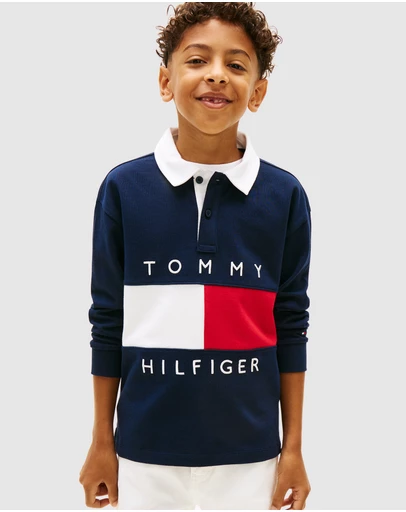 Tommy Hilfiger - Heritage Colour-Blocked Flag LS Polo Shirt - Teens