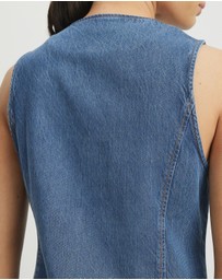 AERE - Margot Button Front Denim Vest