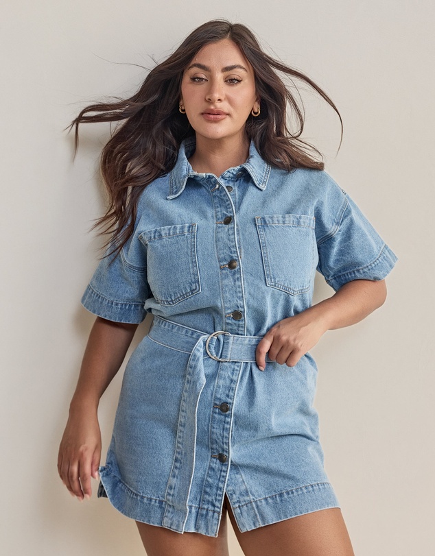 All About Eve - Sunny Denim Dress Light Blue