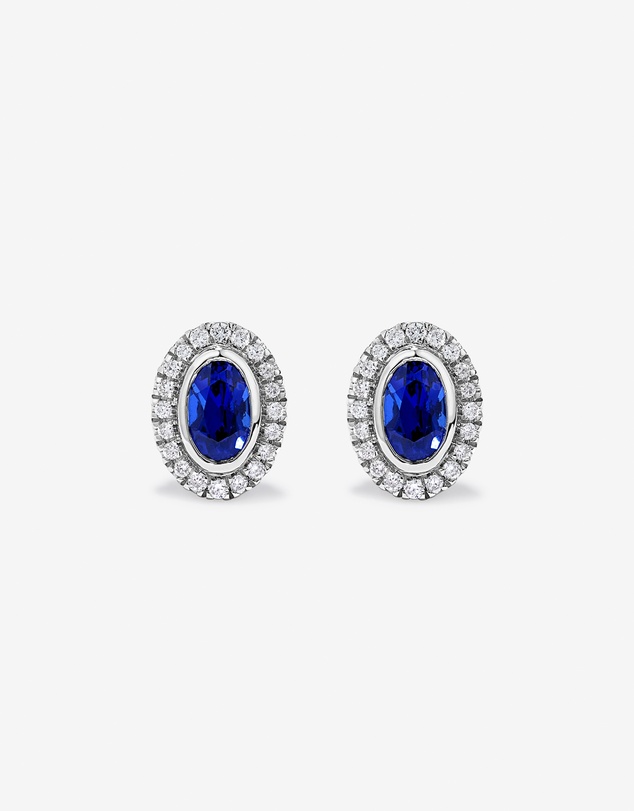 Michael Hill - Created Sapphire & 0.14TW Laboratory-Grown Diamonds Halo Gift Set in Sterling Silver