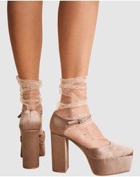 High Heel Jungle - Starry Sky Tulle Socks - Nude