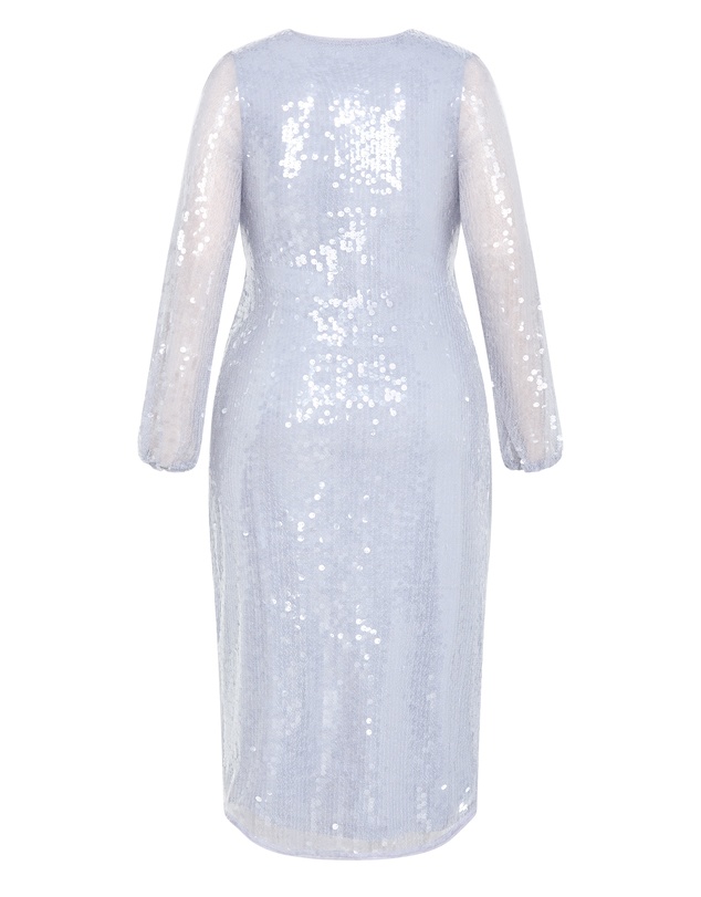 City Chic - Plus size Sequin Midi Dress - sky blue