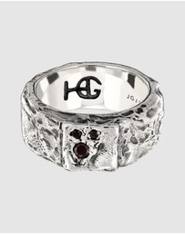 Haze & Glory - ICONIC EXCLUSIVE - Ring Men Crystal Signet Band 925 Sterling Silver