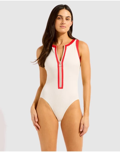 Seafolly - Band Wave Zip Front One Piece