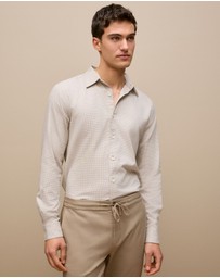 Trenery - Tailored Fit Puppytooth Check Shirt in Sand