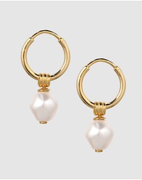 Kuzzoi - ICONIC EXCLUSIVE - Earrings Male Creole Swarovski® Pearl 925 Sterling Silver Gold Plated