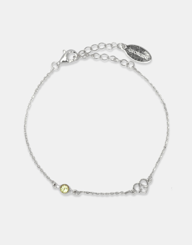 Georgini - Natural Peridot And Two Natural Diamond August Silver Bracelet
