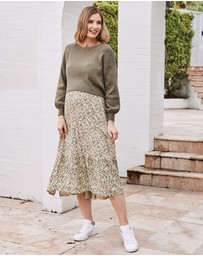 Angel Maternity - Sylvie Luxury Maternity Knitted Cropped Nursing Top- Khaki