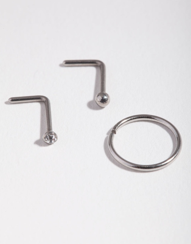 Lovisa - Surgical Steel Diamante Nose Ring Pack