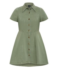 City Chic - Leia Short Sleeve Drill Mini Dress