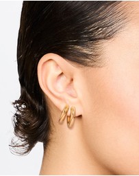 Lovisa - Waterproof Gold Plated Stainless Steel Tube Hoop Earrings 2 Pack