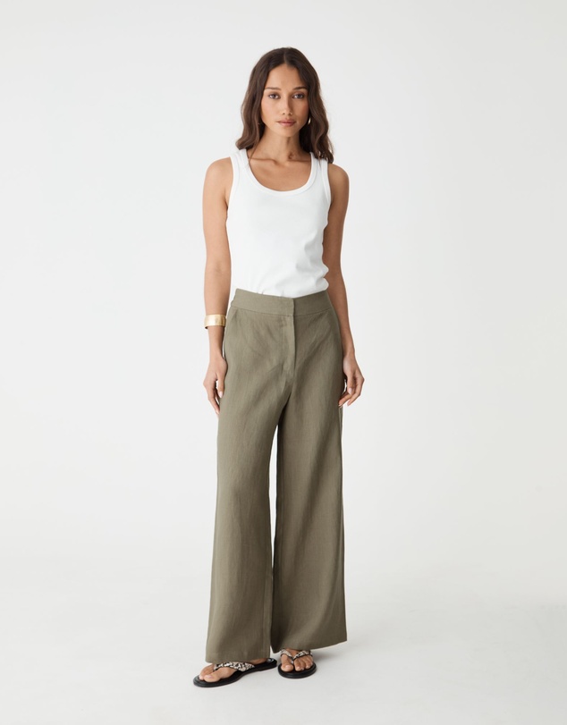Forcast - Ami Linen Elastic Back Pants